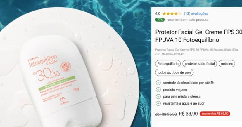 Protetor Facial Gel Creme FPS 30 FPUVA 10 Fotoequilíbrio - Foto: Print Protetor Facial Gel Creme FPS 30 FPUVA 10 Fotoequilíbrio - Foto: Print