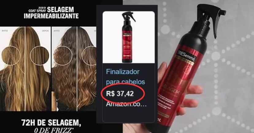 Resultados e valores do finalizador selante da TRESemmé (Foto Reprodução/Montagem/TV Foco/Canva/GMN/Lennita/TRESemmé/Google Shopping/TikTok) Resultados e valores do finalizador selante da TRESemmé (Foto Reprodução/Montagem/TV Foco/Canva/GMN/Lennita/TRESemmé/Google Shopping/TikTok)