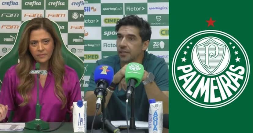Leila Pereira, Abel Ferreira, Palmeiras (Foto: Reprodução/ TV Palmeiras - YouTube) Leila Pereira, Abel Ferreira, Palmeiras (Foto: Reprodução/ TV Palmeiras - YouTube)