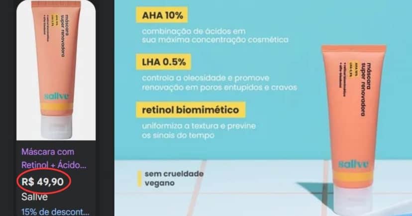 Máscara super renovadora (Foto Reprodução/Montagem/TV Foco/Canva/Lennita/Google Shopping/Sallve)