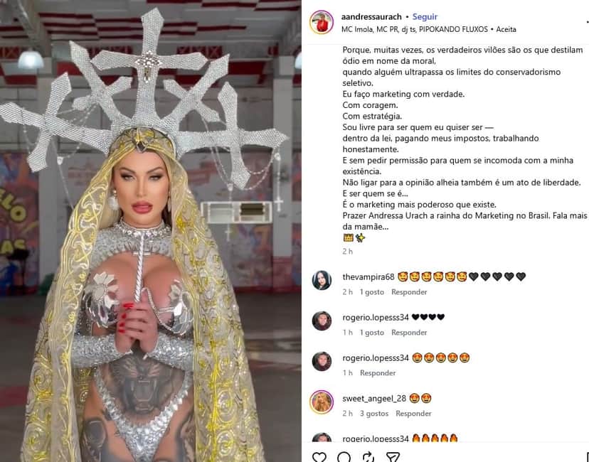 Andressa Urach alfinetou os críticos (Foto: Reprodução / Instagram) Andressa Urach alfinetou os críticos (Foto: Reprodução / Instagram)