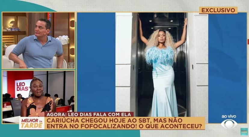 Leo Dias, Janaina Nunes e Cariúcha (Foto: Reprodução / Melhor da Tarde - Band)
