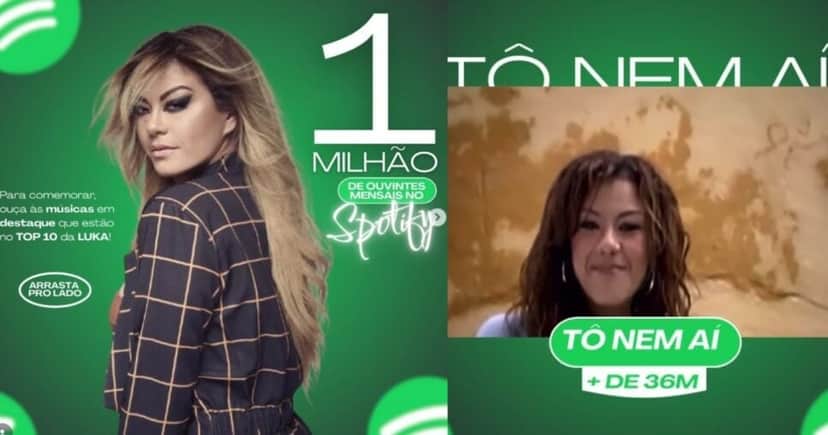Luka comemorando seu mais de 1 milhão de ouvintes com a música Tô Nem Aí em destaque (Foto: Reprodução/Montagem/Instagram@Lukaoficial) Luka comemorando seu mais de 1 milhão de ouvintes com a música Tô Nem Aí em destaque (Foto: Reprodução/Montagem/Instagram@Lukaoficial)