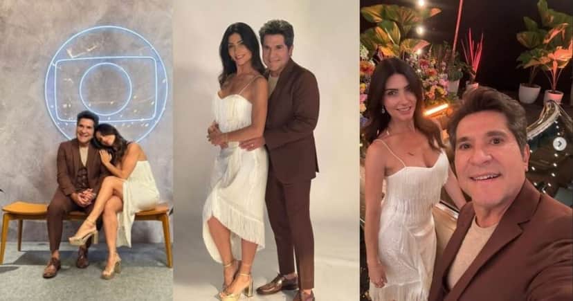Daniel ao lado da esposa em cliques feitos durante a vinheta de fim de ano da Globo (Foto Reprodução/Montagem/TV Foco/Instagram/@cantordaniel) Daniel ao lado da esposa em cliques feitos durante a vinheta de fim de ano da Globo (Foto Reprodução/Montagem/TV Foco/Instagram/@cantordaniel)