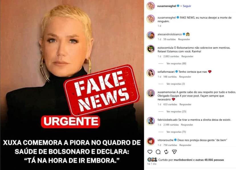 Xuxa desmente fake news (Foto: Reprodução / Instagram) Xuxa desmente fake news (Foto: Reprodução / Instagram)