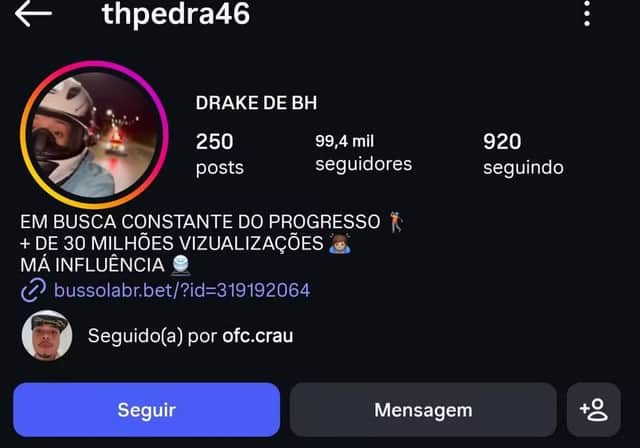 Perfil de Drake de BH (Foto: Reprodução / Instagram) Perfil de Drake de BH (Foto: Reprodução / Instagram)