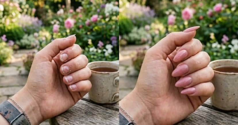Ilustração antes e depois de unhas quebradas (Foto: Montagem TV Foco / GMN) Ilustração antes e depois de unhas quebradas (Foto: Montagem TV Foco / GMN)