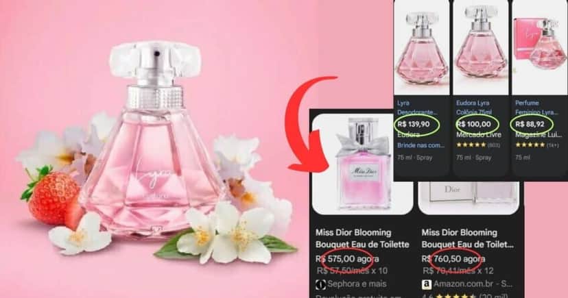Lyra x Miss Dior (Foto Reprodução/Montagem/Lennita/TV Foco/Google Shopping/Eudora) Lyra x Miss Dior (Foto Reprodução/Montagem/Lennita/TV Foco/Google Shopping/Eudora)