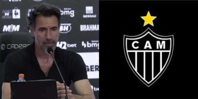 Eduardo Domínguez vibra com retorno de atacante no Atlético-MG (Reprodução: Youtube) Eduardo Domínguez vibra com retorno de atacante no Atlético-MG (Reprodução: Youtube)
