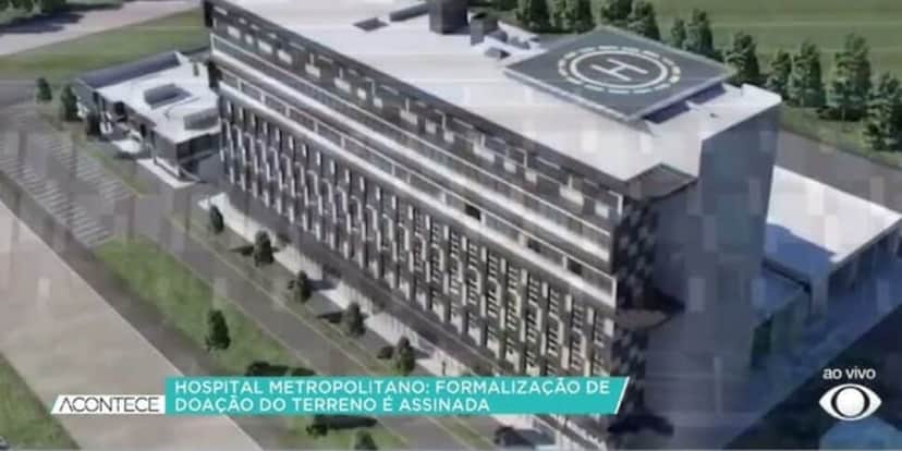 Tarcísio formalizou doação de terreno para hospital em Campinas (Reprodução: Band) Tarcísio formalizou doação de terreno para hospital em Campinas (Reprodução: Band)
