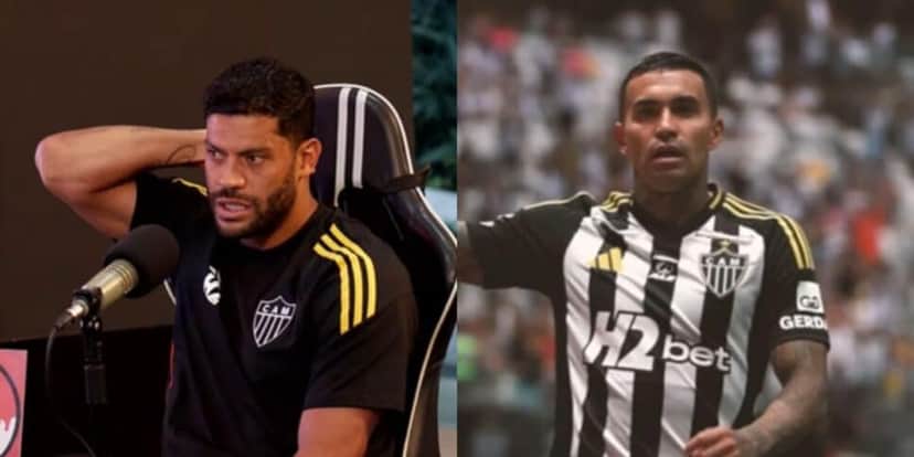 Hulk e Dudu titulares pelo Atlético-MG contra o São Paulo (Reprodução: Charla Podcast / Youtube) Hulk e Dudu titulares pelo Atlético-MG contra o São Paulo (Reprodução: Charla Podcast / Youtube)