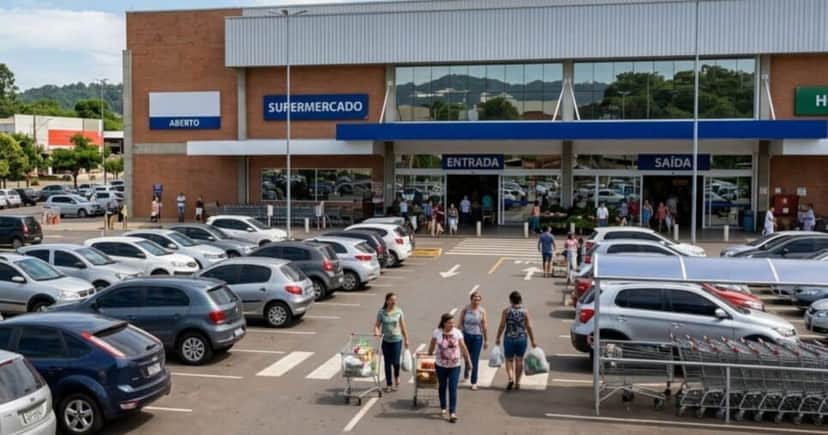 Ilustração estacionamento de supermercados (Foto: Montagem TV Foco / GMN) Ilustração estacionamento de supermercados (Foto: Montagem TV Foco / GMN)