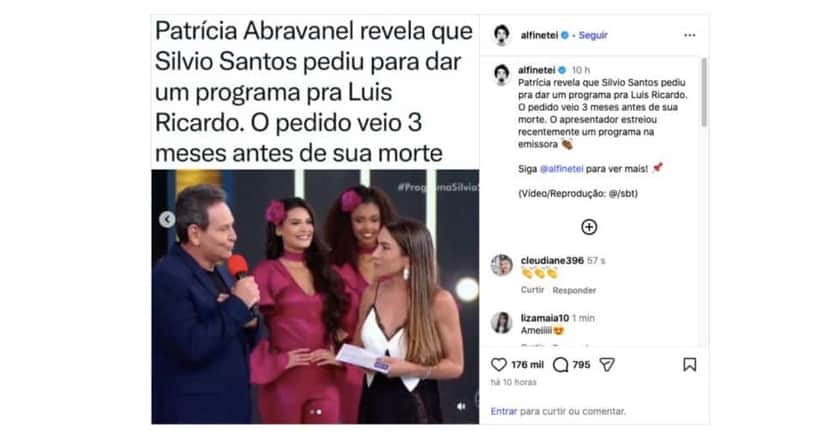 Luis Ricardo e Patrícia Abravanel (Fotos: Reproduções / Instagram / SBT) Luis Ricardo e Patrícia Abravanel (Fotos: Reproduções / Instagram / SBT)