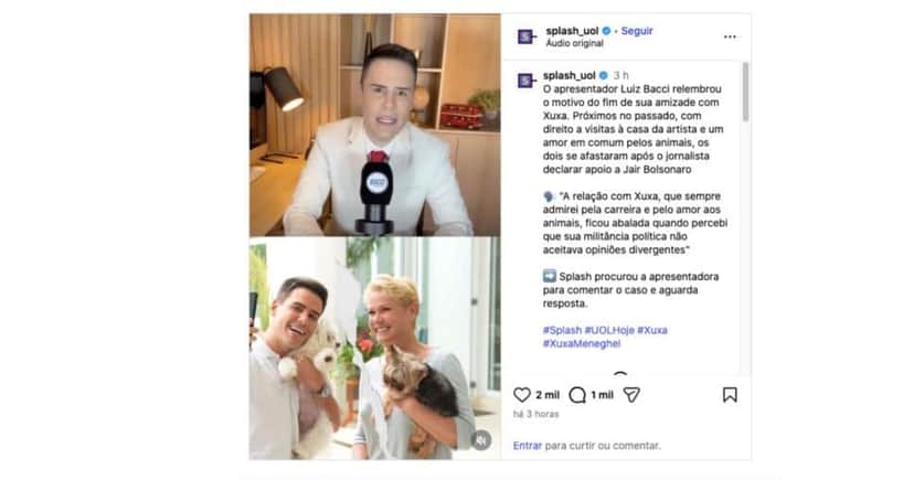 Luiz Bacci fala sobre fim de amizade com Xuxa (Foto: Reprodução / Instagram)