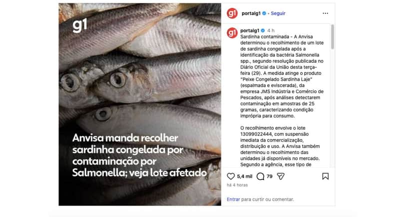 Notícia sobre proibição da Anvisa (Foto: Reprodução / Instagram) Notícia sobre proibição da Anvisa (Foto: Reprodução / Instagram)