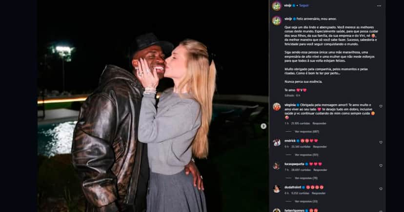 Vini Jr. faz postagem para Virginia Fonseca (Foto: Reprodução)