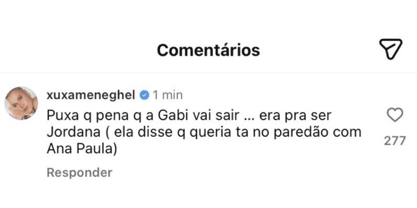 Comentário de Xuxa (Foto: Reprodução/ Instagram)