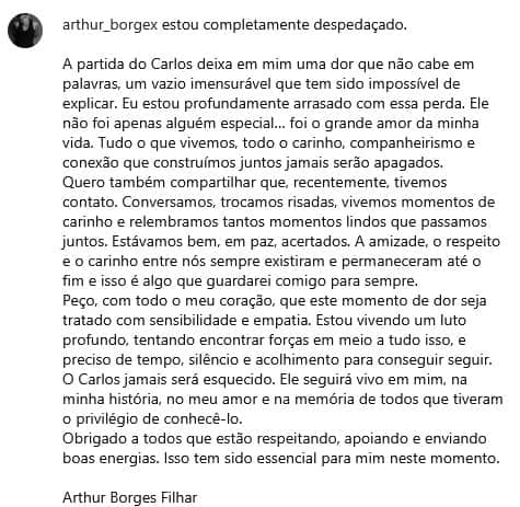 Ex do famoso se pronunciou (Foto: Reprodução / Instagram) 