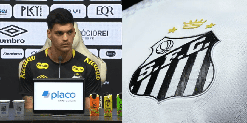 Gabriel Brazão no Peixão (Foto: Reprodução/YouTube/ Santos TV) Gabriel Brazão no Peixão (Foto: Reprodução/YouTube/ Santos TV)