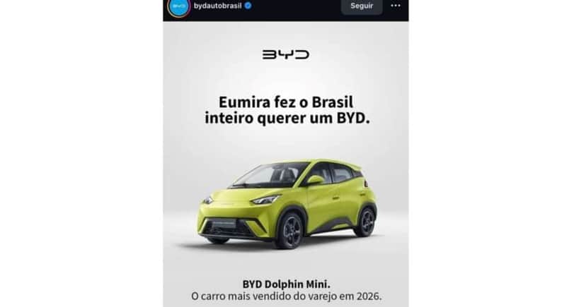 Ilustração BBB26: BYD cutuca patrocinadora após Samira ganhar carro