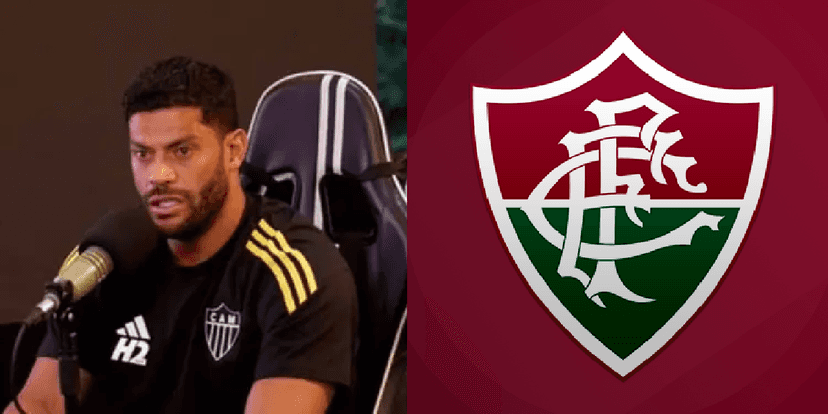 Hulk ao lado do escudo do Fluminense (Reprodução: Charla Podcast/ YouTube)