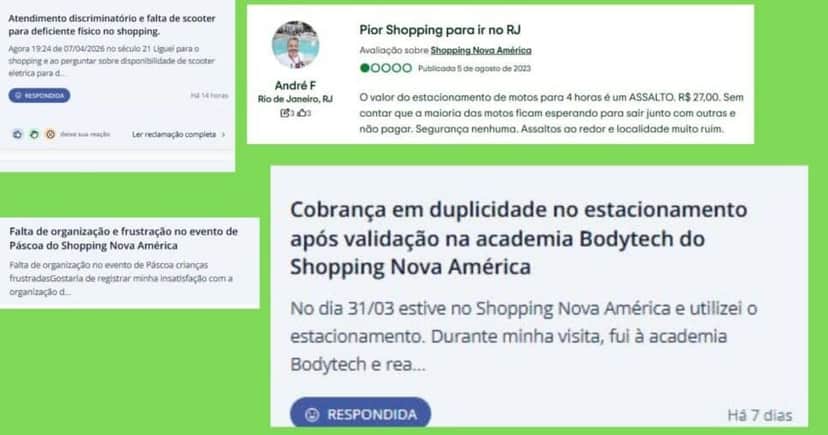 Reclamações coletadas no Trip Advisor e RA sobre o Novo América (Foto Reprodução/Montagem/Lennita/TV Foco/Canva/Sites oficiais) Reclamações coletadas no Trip Advisor e RA sobre o Novo América (Foto Reprodução/Montagem/Lennita/TV Foco/Canva/Sites oficiais)