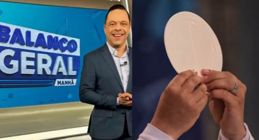 Thiago Gardinali trabalhou na Record e era proibido citar a palavra hóstia (Foto: Reprodução / Record / Canva) Thiago Gardinali trabalhou na Record e era proibido citar a palavra hóstia (Foto: Reprodução / Record / Canva)