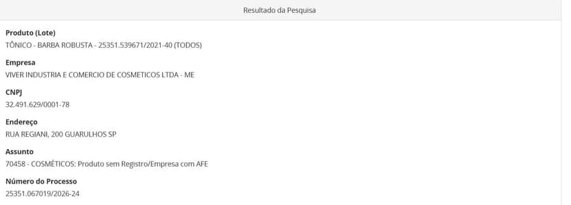 Medida da ANVISA contra tônico parte 1 (Foto Reprodução/ANVISA) Medida da ANVISA contra tônico parte 1 (Foto Reprodução/ANVISA)