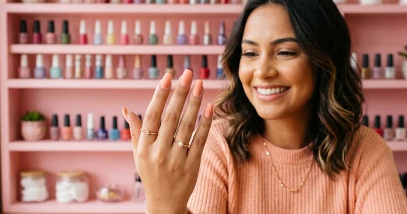 Mulher mostrando as unhas feitas e esmaltes (Foto: Montagem TV Foco / GMN)