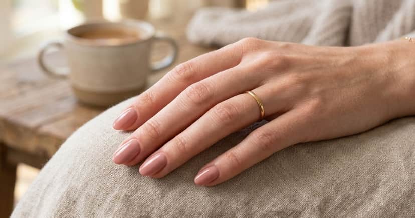Unhas pintadas com nude rosado (Foto: Montagem TV Foco / GMN)