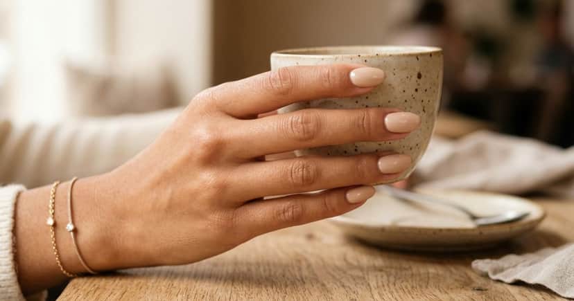 Unhas com esmalte bege areia (Foto: Montagem TV Foco / GMN) Unhas com esmalte bege areia (Foto: Montagem TV Foco / GMN)