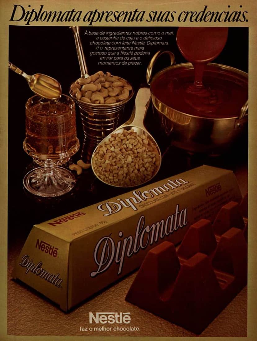 Propaganda do bombom Diplomata (Fonte: Reprodução) Propaganda do bombom Diplomata (Fonte: Reprodução)