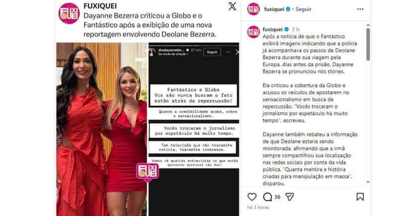 Dayanne Bezerra critica a Globo Dayanne Bezerra critica a Globo