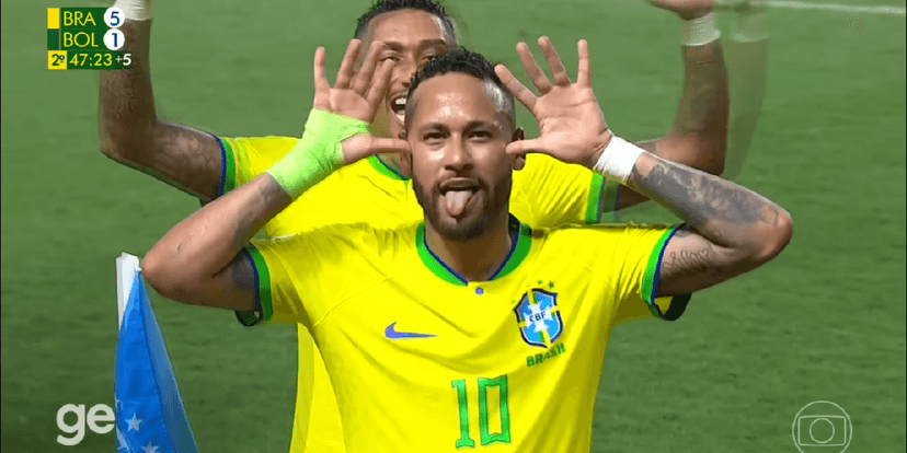 Neymar em um jogo de Copa do Mundo (Foto: Reprodução/ YouTube/ GE) Neymar em um jogo de Copa do Mundo (Foto: Reprodução/ YouTube/ GE)