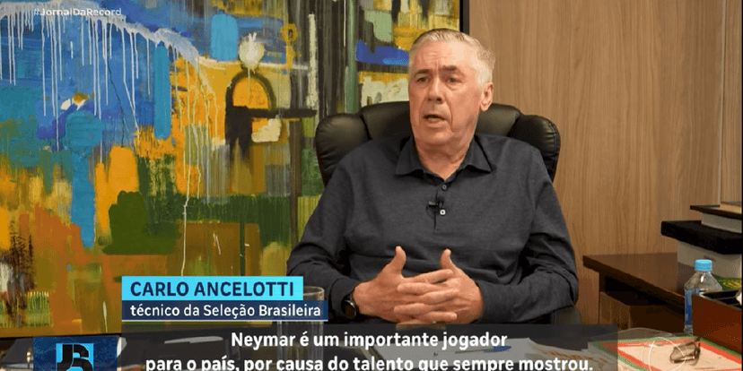 Carlo Ancelotti (Foto: Reprodução/ Jornal da Record / YouTube) Carlo Ancelotti (Foto: Reprodução/ Jornal da Record / YouTube)