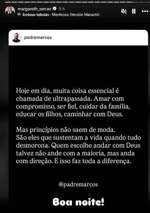 Mãe de Virginia publicou indireta antes do anúncio do término dela com o jogador (Foto: Reprodução / Instagram) Mãe de Virginia publicou indireta antes do anúncio do término dela com o jogador (Foto: Reprodução / Instagram)