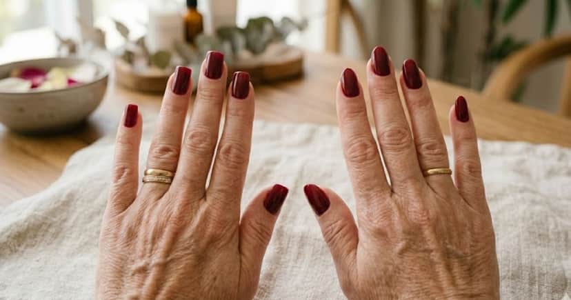 Formatos ovais e quadrados para unhas são os mais indicados para uso de esmaltes em tons de vermelho fechado (Foto Reprodução/GMN) Formatos ovais e quadrados para unhas são os mais indicados para uso de esmaltes em tons de vermelho fechado (Foto Reprodução/GMN)