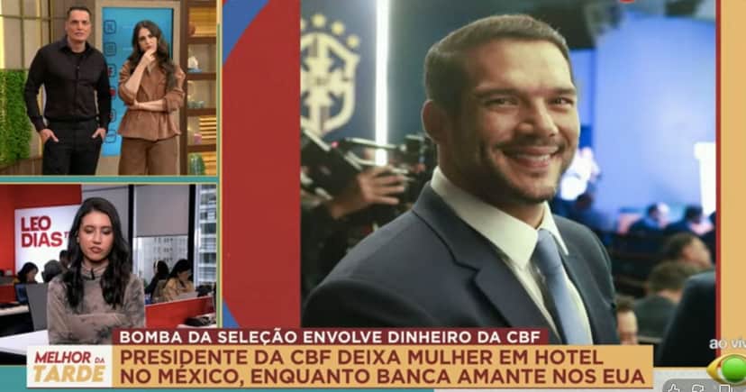 Leo Dias dá notícia envolvendo presidente da CBF, Samir Xaud(Foto: Reprodução / Band)