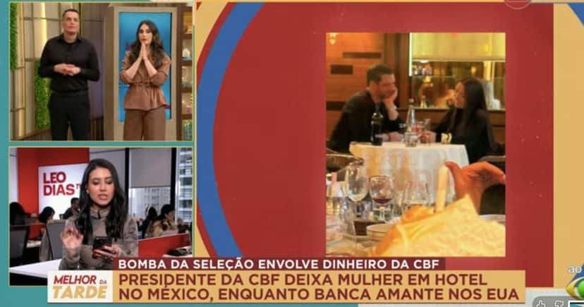 Leo Dias expõe foto de Samir Xaud com suposta amante (Foto: Reprodução / Band)