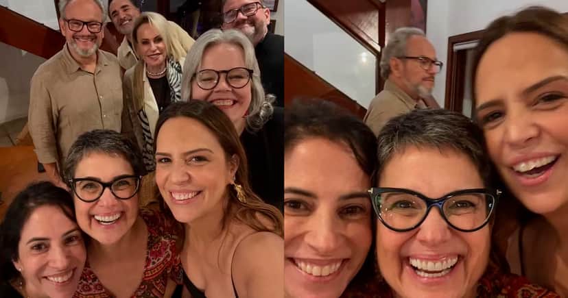 Sandra Annenberg posa com amigos em festa (Foto: Reprodução)
