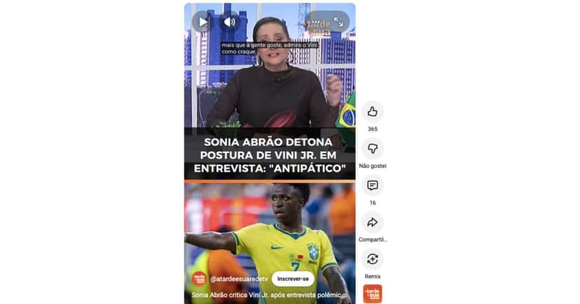 Sonia Abrão critica postura de Vini Jr em entrevistas (Foto: Reprodução /YouTube / RedeTV!)