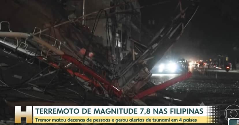 Roberto Kovalick dá notícia sobre terremoto nas Filipinas (Foto: Reprodução / Globo)