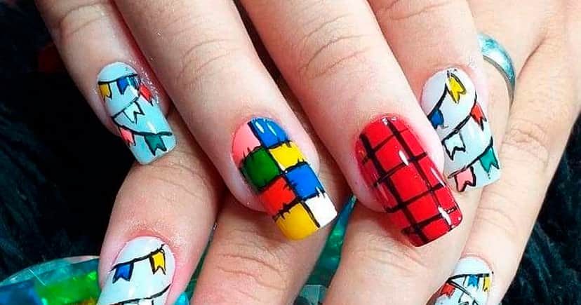 Unhas para usar na Festa Junina (Foto: Reprodução) Unhas para usar na Festa Junina (Foto: Reprodução)