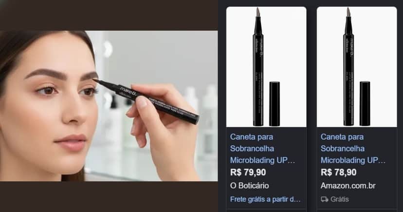 Caneta para Sobrancelha Microblading UP Brow da Make B(Foto Reprodução/Montagem/TV Foco/Lennita/GMN/Canva/Google Shopping/ML) Caneta para Sobrancelha Microblading UP Brow da Make B(Foto Reprodução/Montagem/TV Foco/Lennita/GMN/Canva/Google Shopping/ML)