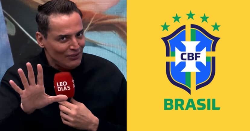 Leo Dias e logo da CBF (Foto: Reprodução / YouTube / Instagram)