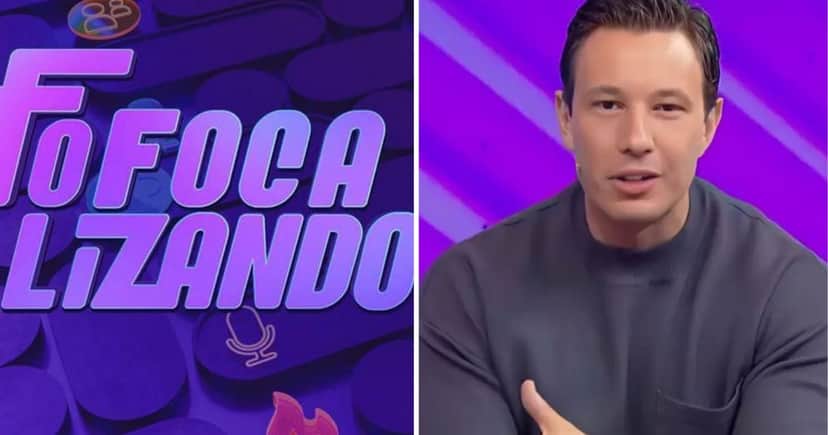 Logo do Fofocalizando e Gabriel Cartolano no SBT (Foto: Reprodução / SBT)