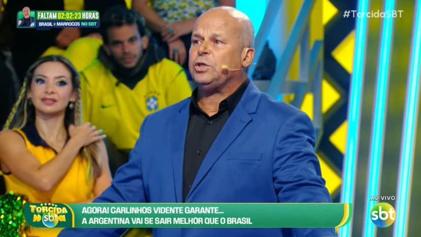 Carlinhos Vidente falou da participação do Brasil na Copa do Mundo e assustou Tiago Leifert (Foto: Reprodução/ Internet)