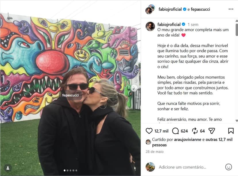 Fábio Jr se declarou para Maria Fernanda Pascucci (Foto: Reprodução/ Instagram) Fábio Jr se declarou para Maria Fernanda Pascucci (Foto: Reprodução/ Instagram)