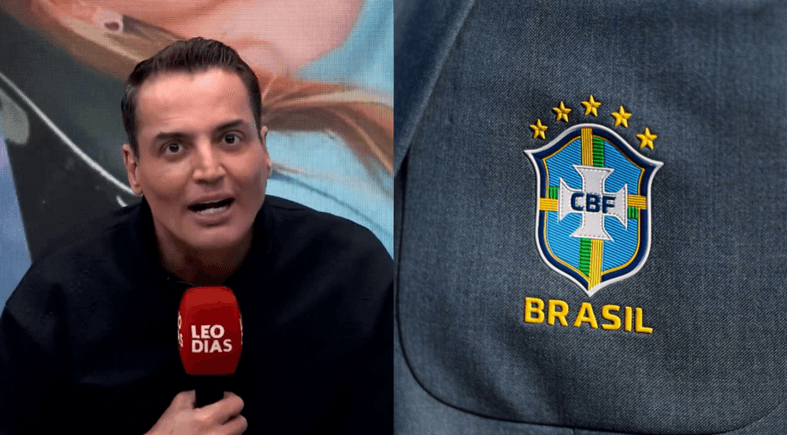 Leo Dias e logo da CBF (Foto: Reprodução / YouTube / Instagram) Leo Dias e logo da CBF (Foto: Reprodução / YouTube / Instagram)