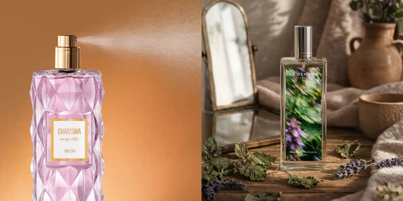Charisma Magnetic, da Avon, e Brume de Patchouli, da Le Sensier (Reprodução: Divulgação) Charisma Magnetic, da Avon, e Brume de Patchouli, da Le Sensier (Reprodução: Divulgação)